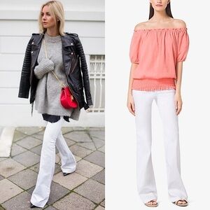 NWT MICHAEL KORS 70s White Stretch Denim High Rise Flare Leg Bell Bottom Jeans 8